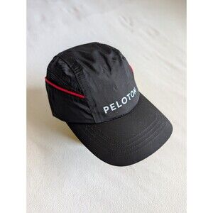 Peloton Black Red Vented Shield Nylon Running Cycling Lightweight Cap Hat Strap
